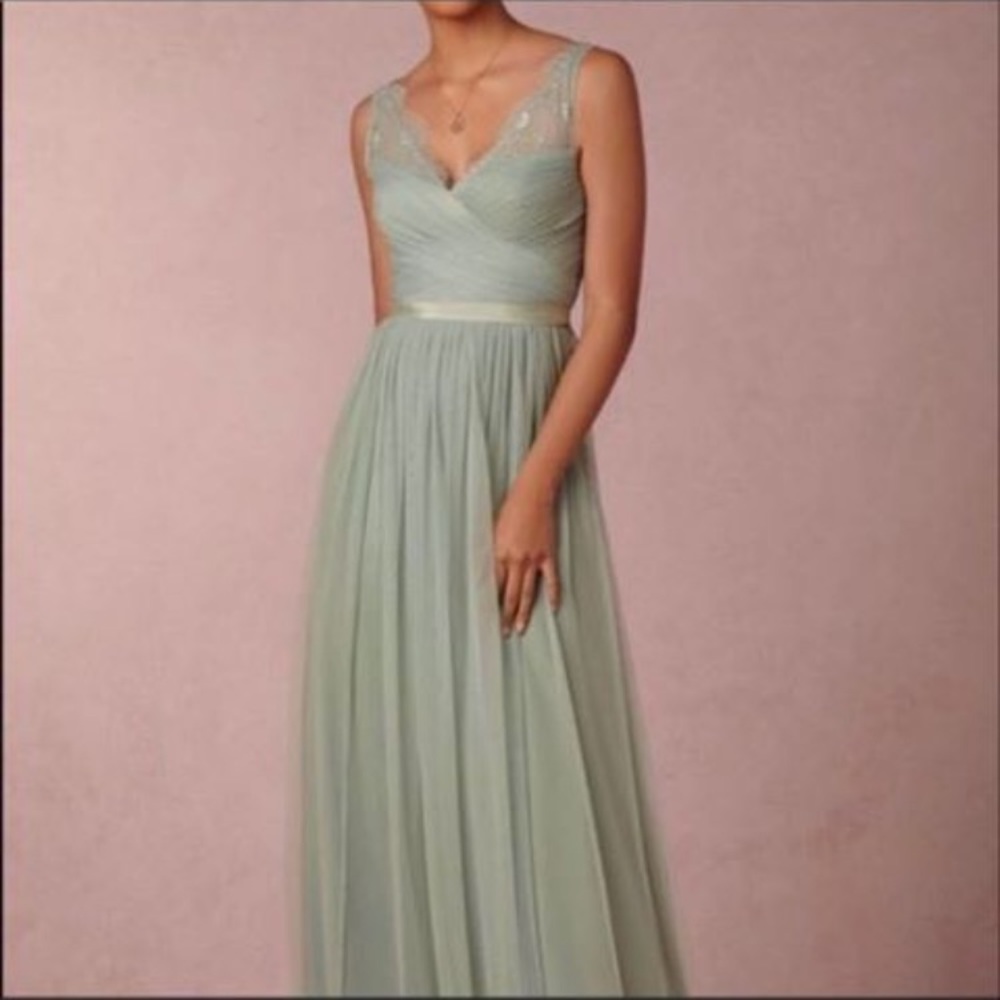 BHLDN Hitherto Nouvelle Fleur Sage Bridesmaid